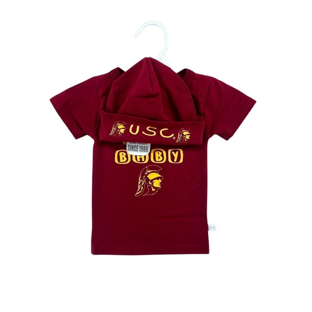USC Baby Outfit Set Trojans Bodysuit Shirt & Hat 3 Months Third Street USA